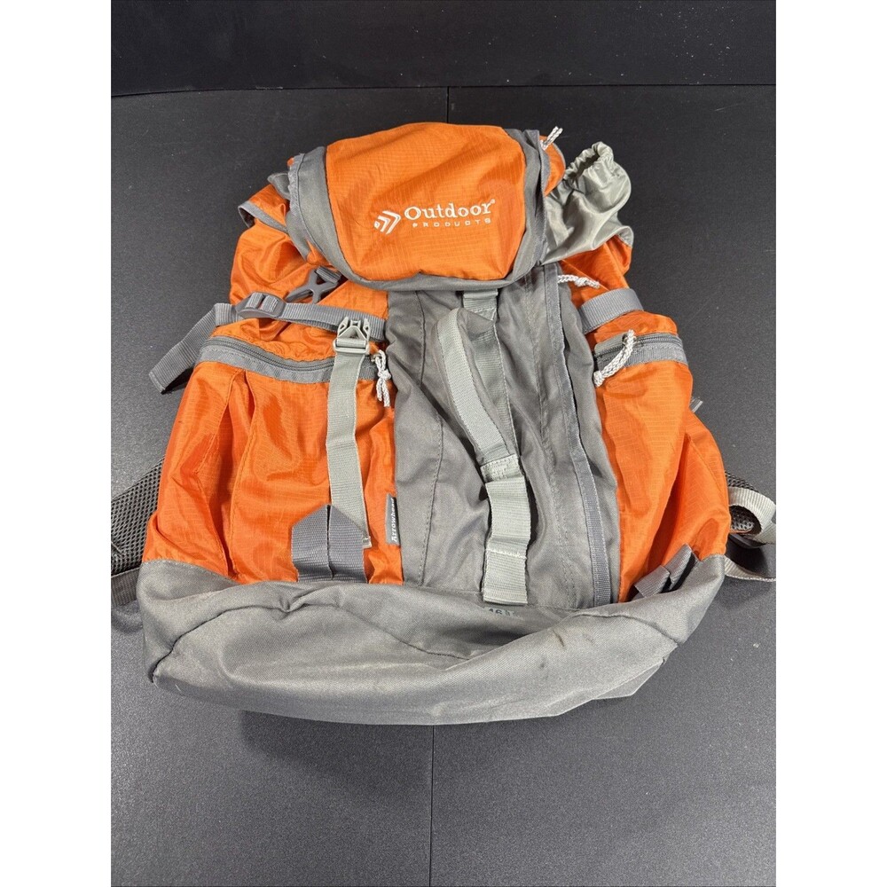 Outdoor Products 46L Hiking Backpack Orange Gray Adjustable Straps